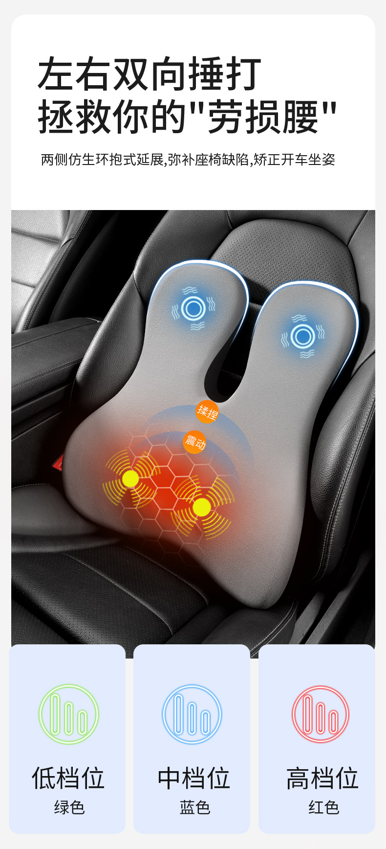 Car Winter Heating Lumbar Support Cushion Seat Backrest Driver Cushion Waist Support Pad Car Lumbar Support