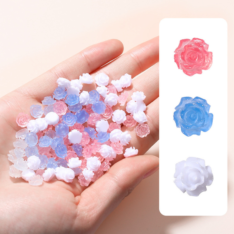 Nail art light change Camellia ornaments cross-border new light-sensitive color change 3D flower ins Japanese fresh nail decoration