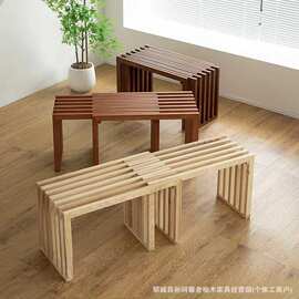 老榆木长条凳实木民宿酒店餐椅凳可伸缩商店休息换鞋凳家用床尾凳