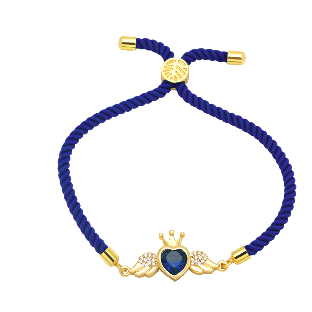 Fashion Cotton string Copper Heart shape Wings Bracelet Zircon Copper Bracelets