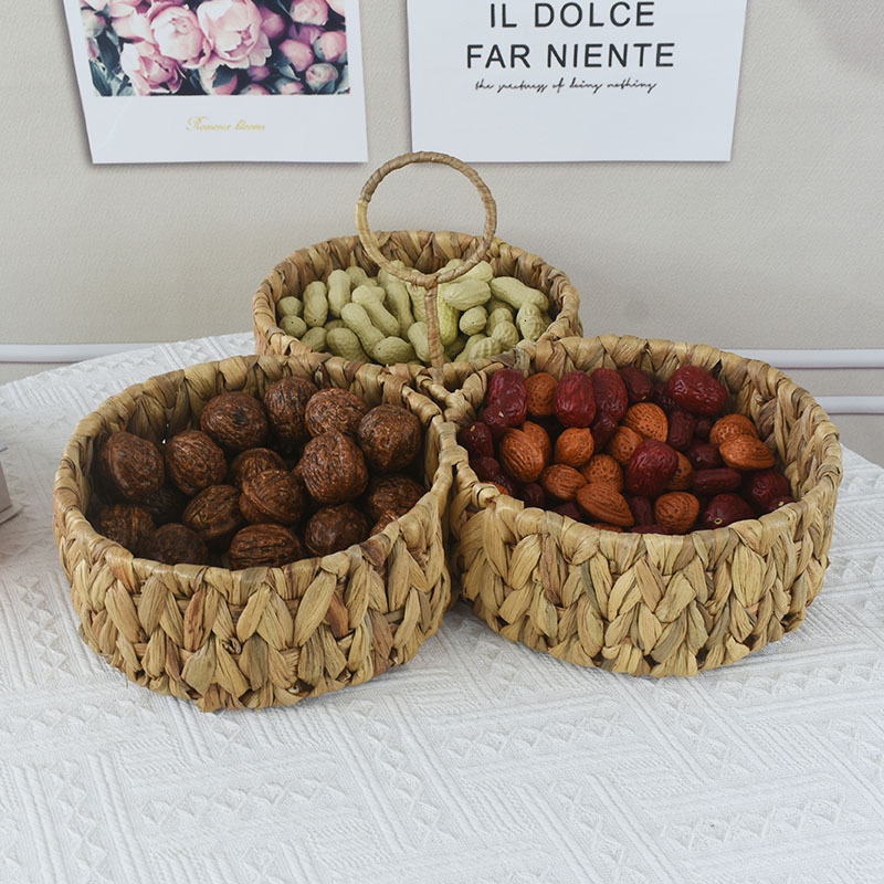 Canasta de almacenamiento simple directa de fábrica canasta de agua hierba tejida a mano cuchillo redondo y cesta de tenedor cesta de flores pequeña portátil cesta de almacenamiento