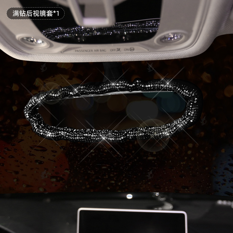 Coche negro rhinestone cubierta del engranaje del freno de mano diamante incrustado cubierta de la manija diamante completo cinturón de seguridad hombro cubierta protectora cubierta del volante reposacabezas