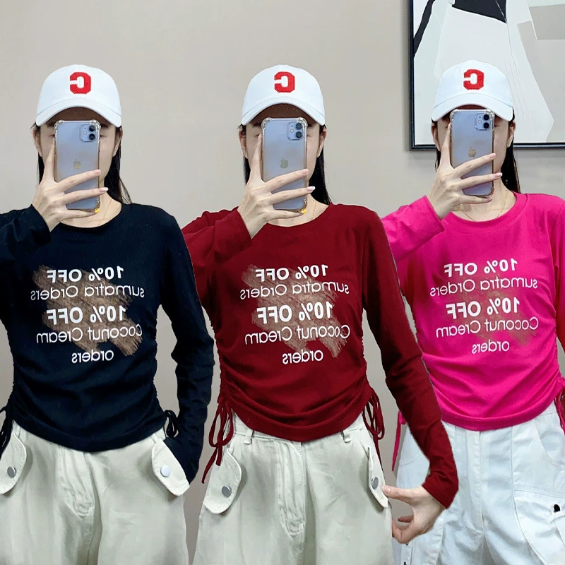 Осенний и зимний новый топ с принтом с длинными рукавами