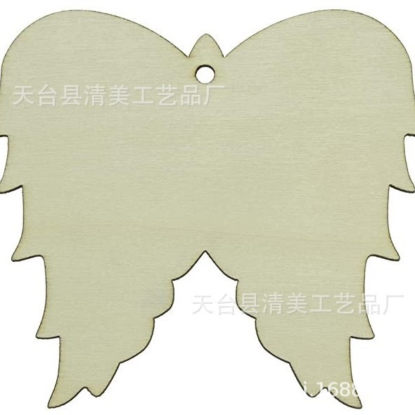 Color de madera original ala de ángel estilo pieza de madera decoración ala de ángel pieza de madera colgante 10 piezas por paquete