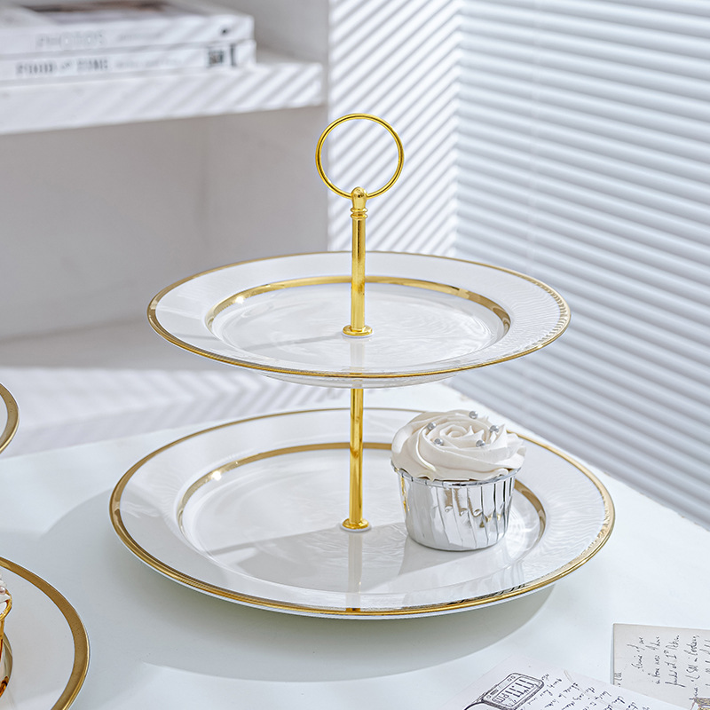Plato de fruta de tres capas mesa de café de la sala de estar hogar plato de caramelo Pantalla de recepción merienda plato de postre de té de la tarde plato de postre