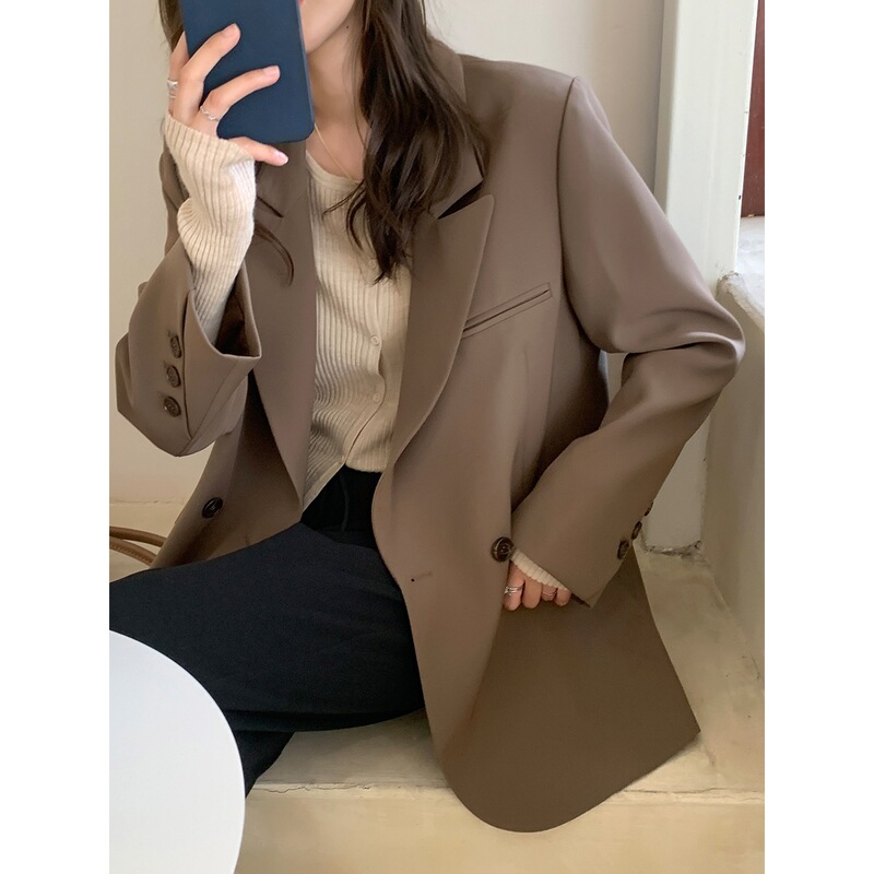2026 Autumn/Winter Fashion High-End Loose Casual Versatile Coffee-Colored Women's Blazer Korean Style Suit Jacket 2026 Autumn/Winter Fashion High-End Loose Casual Versatile Coffee-Colored Women's Blazer Korean Style Suit Jacket
