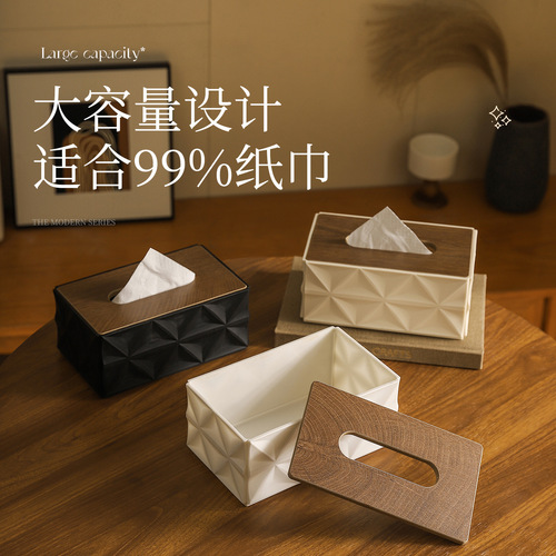 Luxury Paper Towel Box with Wood Lid, Multifunctional Napkin Holder for Living Room, Dining Table, Coffee Table - Elegant and Simple Square Paper Towel Holder