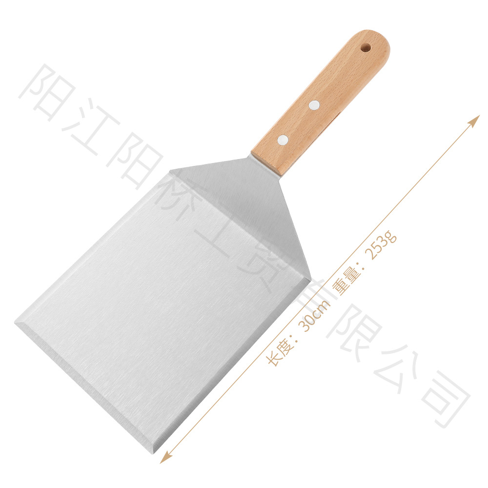 Amazon Hot sale acero inoxidable parrilla herramienta set al aire libre barbecue hierro guisado mango de madera cocinar combinación de cocina de grasa