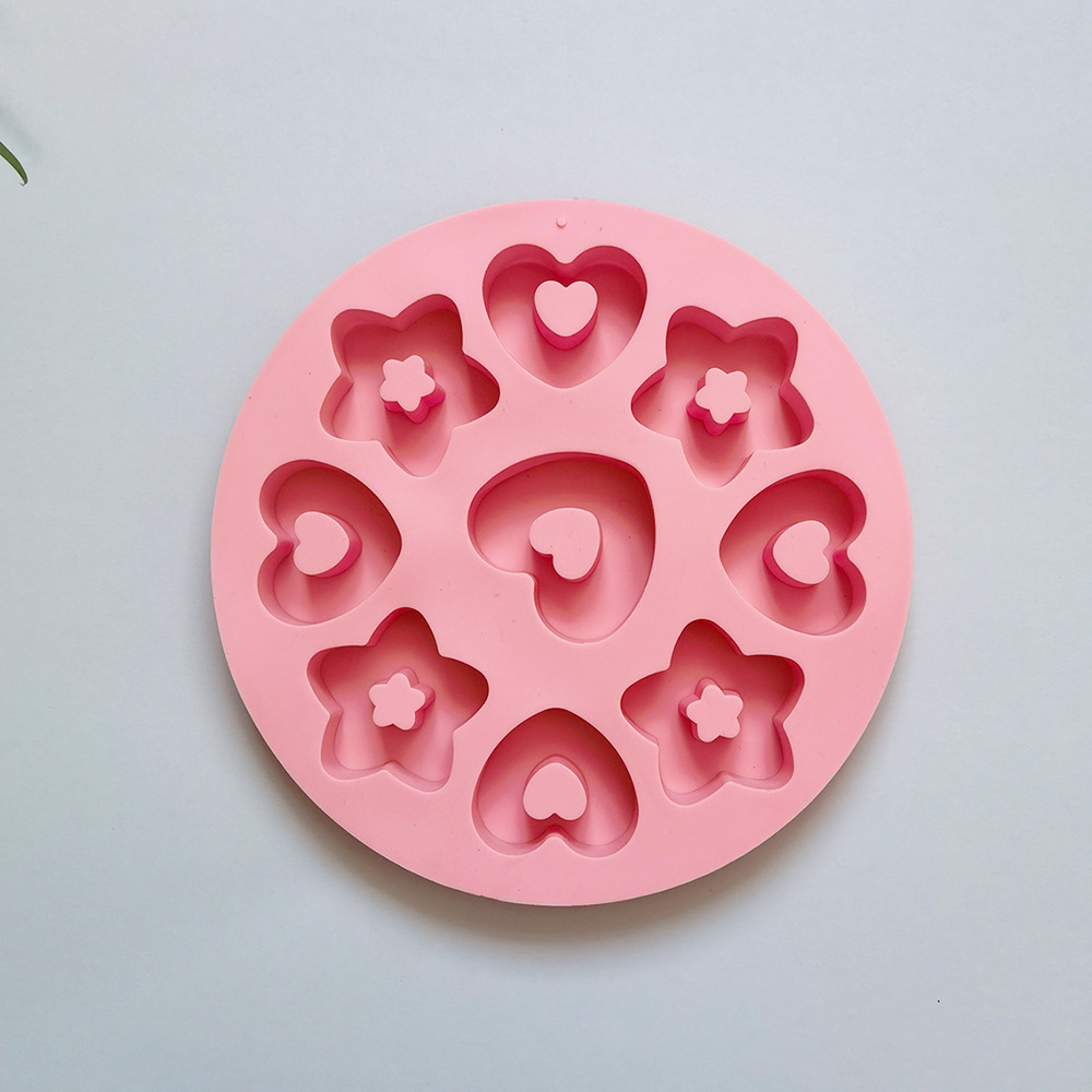 9 agujeros, 5 estrellas, 4 flores, 13 moldes de silicona, pastel, helado, pudín, molde de postre, jabón, utensilios de cocina