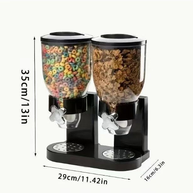 Double Head Upright Plastic Cereal Dispenser Cereal Dispenser Food Jar Storage Jar