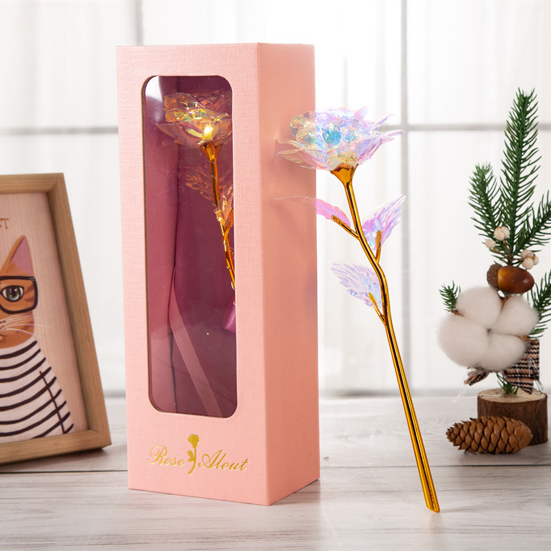 翻盖金箔玫瑰花礼盒套装 母亲节创意礼物 仿真花小礼品厂家批发