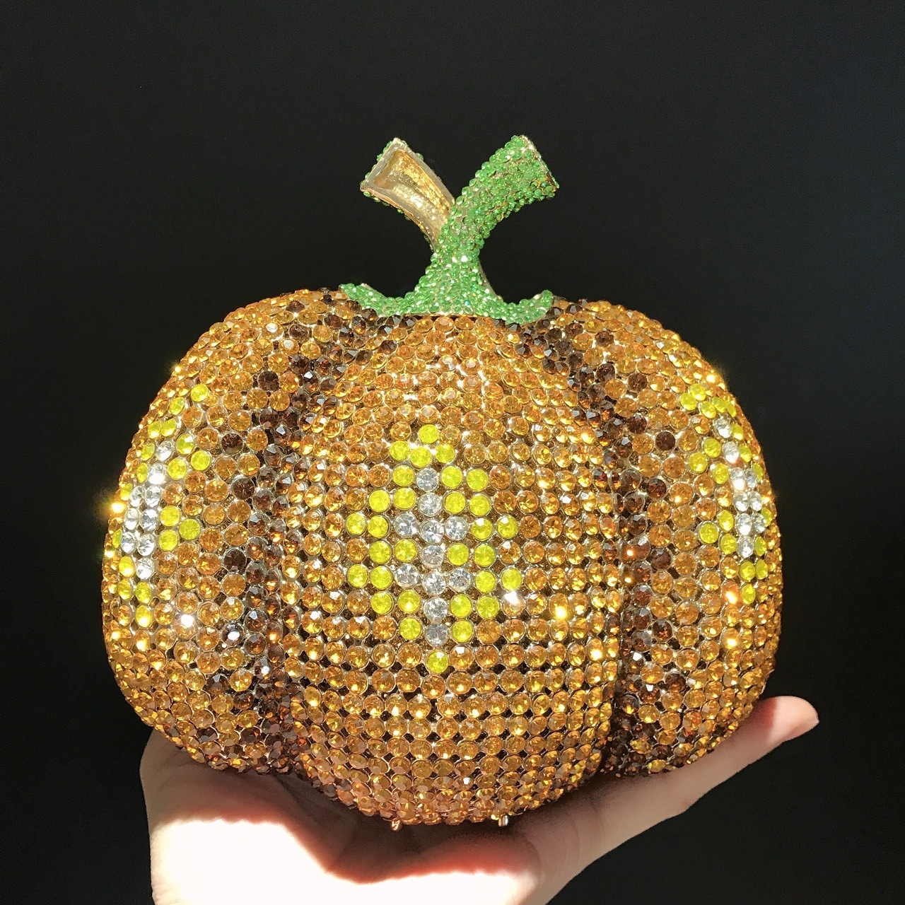 Nuevo paquete de diamantes de calabaza transfronteriza bolsas de cena de diamantes de estilo europeo y americano bolsas de maquillaje de boda embrague de calabaza
