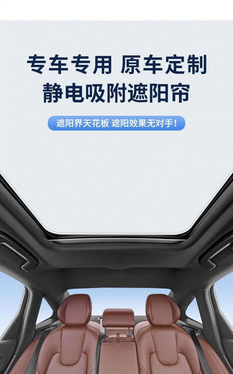 Suitable for Volvo 15-23 Models Xc60 Sunroof Electrostatic Sunshade Curtain, Heat Insulation, Sun Protection, Privacy Sunshade, Non-Transparent