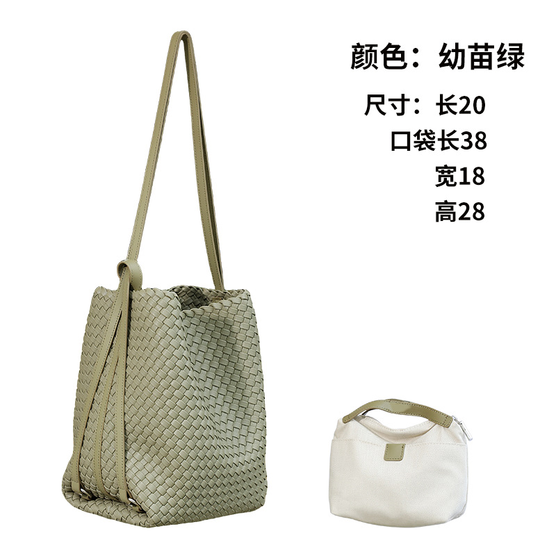2026 New Arrival Woven Genuine Leather Women's Bag Luxury High-End Cowhide Hand-Woven Basket Tote Bag Wholesale - Thumbnail 7