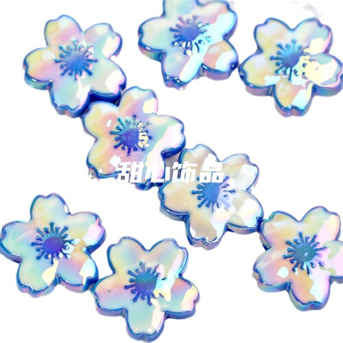 Double-sided oil dripping cherry blossom straight hole beads flower beads acrylic loose beads diy mobile phone chain bag jewelry accessories