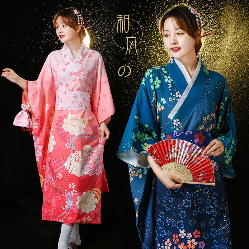 Japanese Shrine Maiden Kimono Japanese Formal Wear Cosplay Pink Modified Yukata Japanese-Style Sleeve Photo Kimono Summer