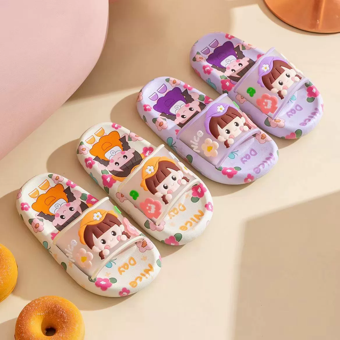 Детские тапочки милые летние мультфильмы для девочек в помещении