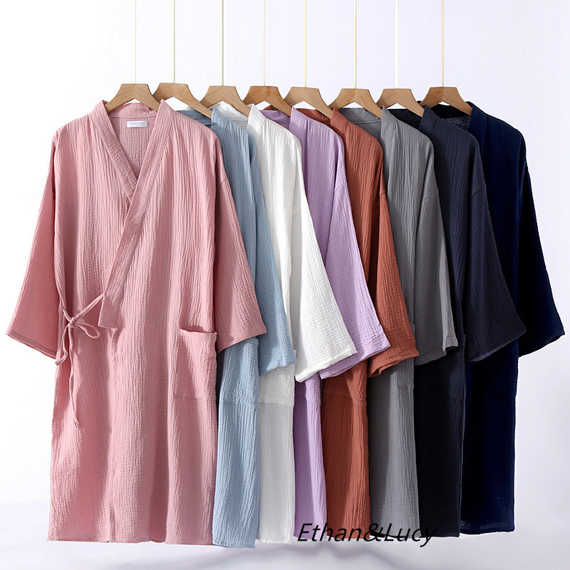 Four Seasons Standing Cotton Yarn Double Wash Texture Crepe Gauze Nightgown Bathrobe Home Clothes