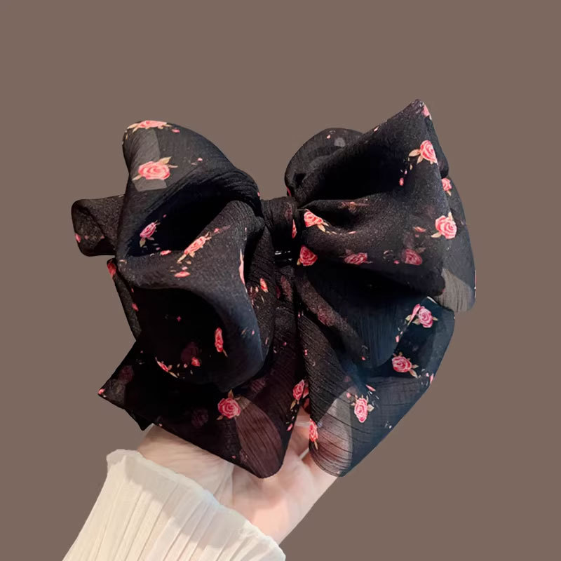 장미꽃 리본 집게핀