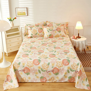 100 Cotton Simple Fresh Single Bed Sheet Cotton Bed Sheet Three-piece Set Washable Pillowcase Home Student Dormitory