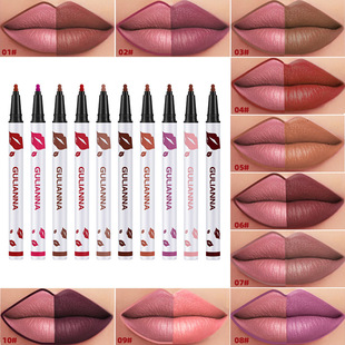 Cross-Border Non-Stick Lip Liner Matte Liquid Lipstick Solid Color Lip Gloss Waterproof Quick-Drying Long-Lasting Beauty Makeup Qualifications Complete