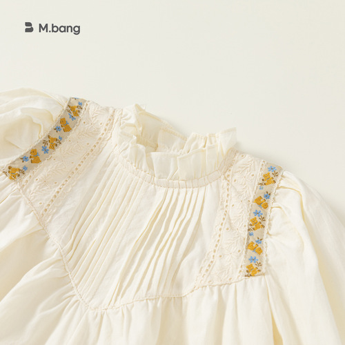 Beibei City French Retro Children's Dress Spring Girls Hepburn Style Pressed Pleated Lace Princess Dress QQ34068