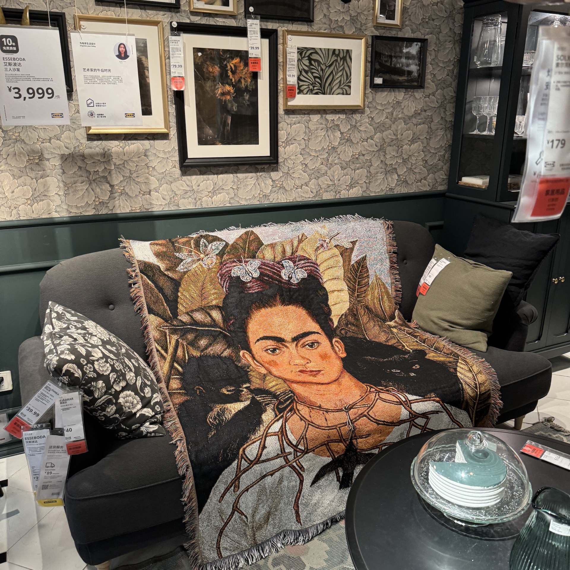 墨西哥画家 弗里达卡罗 猴子自画像 挂毯 床毯沙发毯