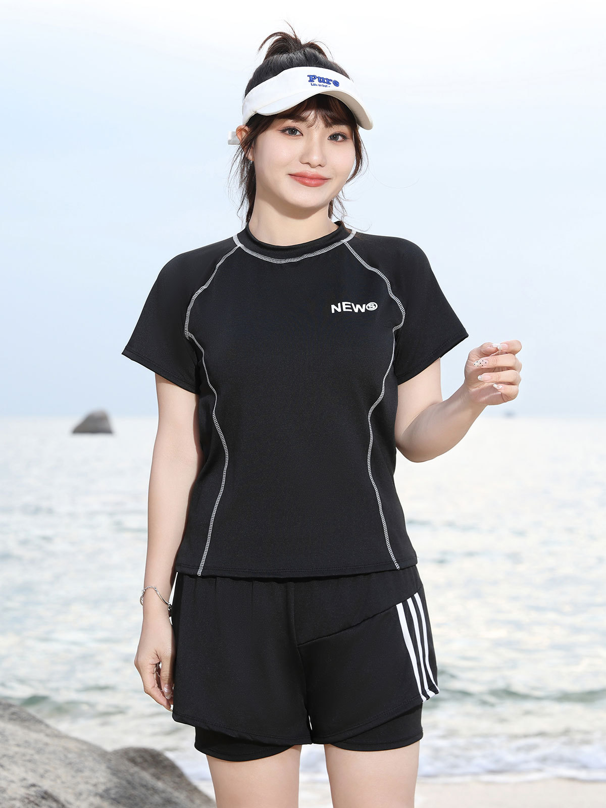 Traje de baño deportivo dividido para mujer calzoncillos bóxer de mm de gran tamaño 180 kg de cobertura conservadora para adelgazar 2025 nuevo traje de baño