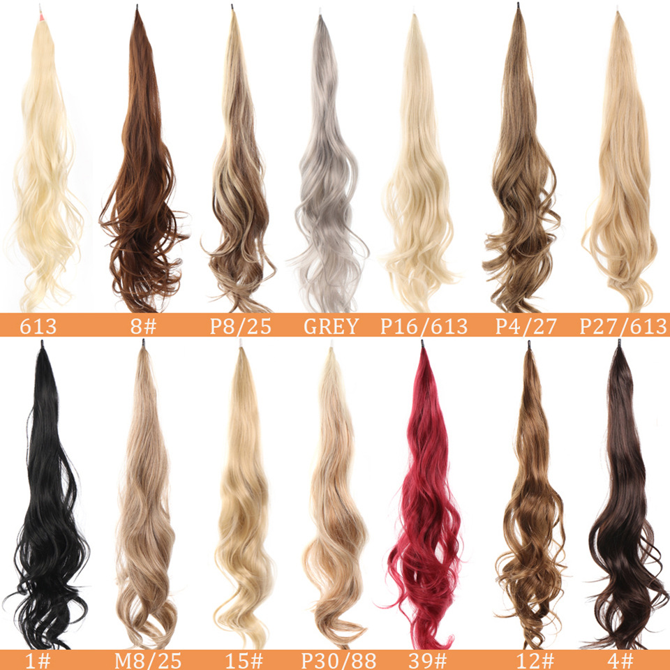 Coda di cavallo sintetica femminile lunga riccia magica avvolgimento coda di cavallo treccia bacchetta capelli soffici e naturali_voghion.com