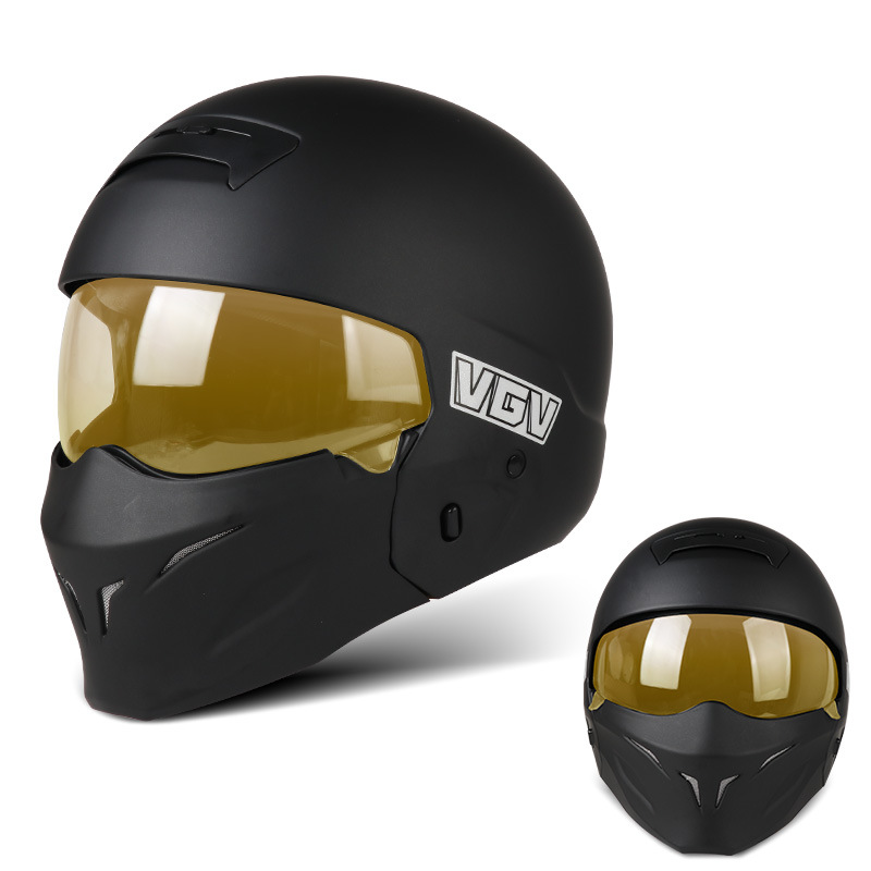 [En Existencia] Casco de Motocicleta Certificado 3C, Casco Integral Retro de Invierno para Motocicleta y Vehículo Eléctrico, para Hombre y Mujer, Combinación Scorpion