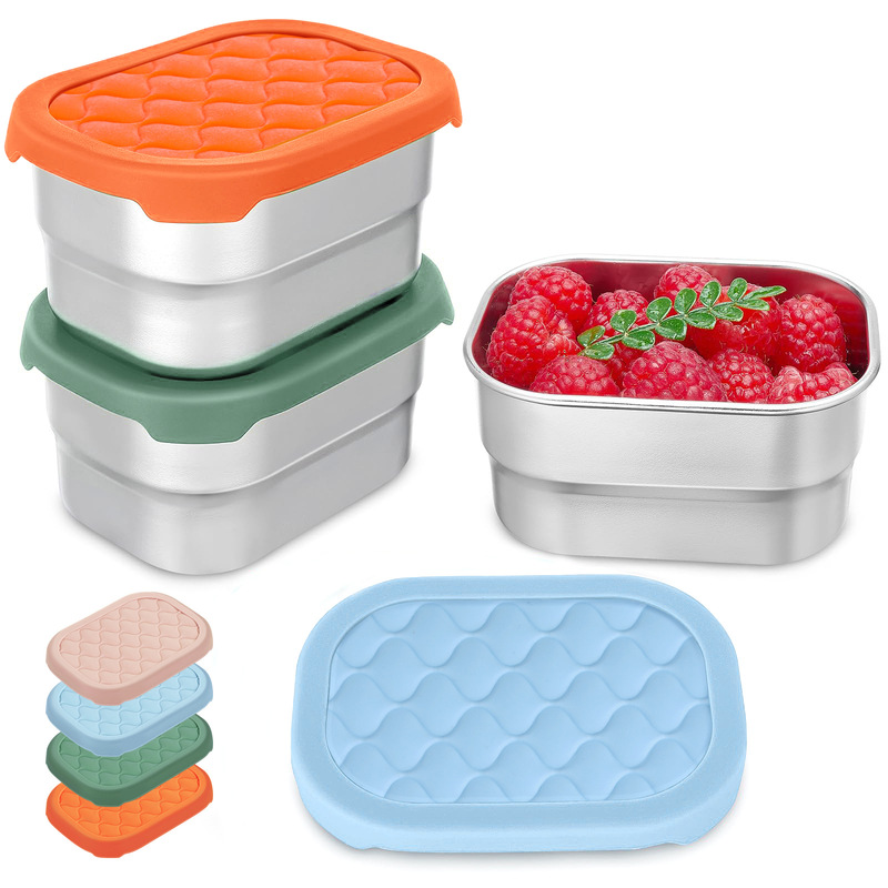 8oz Stainless Steel Kidsren's Snack Container, Salad Dressing Cup, Lunch Box with Silicone Lid 230ml