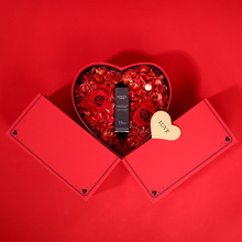 情人节红色永生花口红礼盒心形礼物爱心玫瑰高端首饰香水手表包装