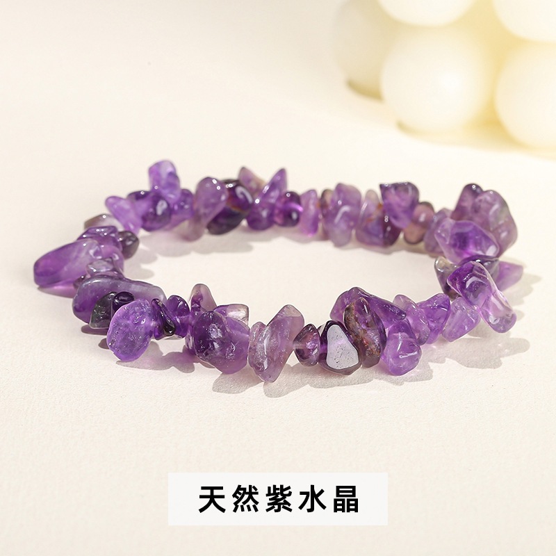 Organic bracelet with amethyst natural stone