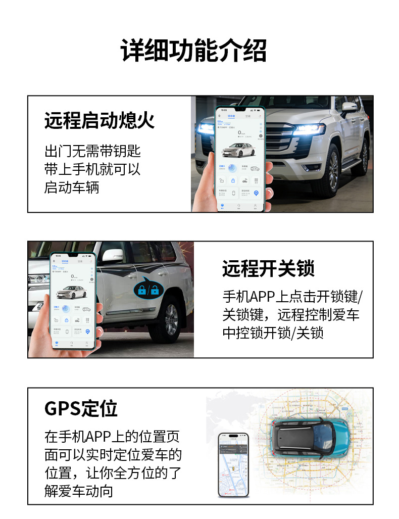 Compatible with Toyota Ralink, embedded-free mobile phone control, digital key for remote start, smart key for comfortable entry