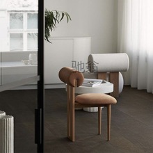 fyt中古实木餐椅法式复古家用靠背椅子北欧设计师休闲化妆创意餐