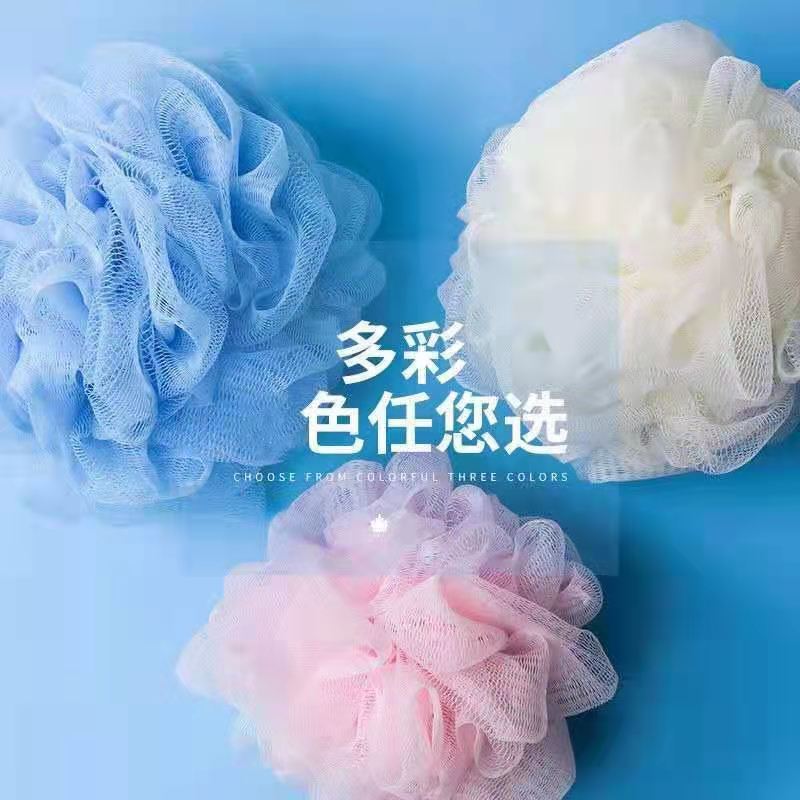 Bola de baño grande de malla fina 50 g, suave y espumosa, venta al por mayor directamente de fábrica.