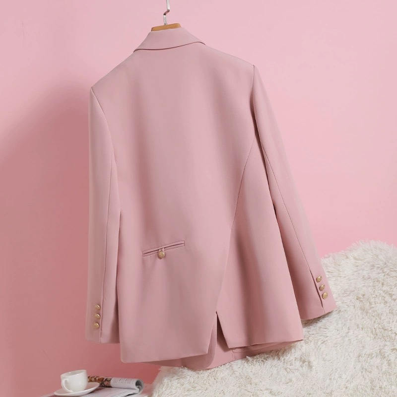 Pink Small Suit Jacket Women's 2025 Spring and Autumn New Design Sense Niche Slimming Casual Loose Suit Top