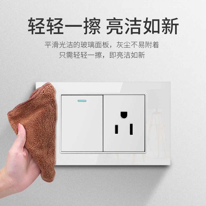 Taiwán 110V estándar americano USB blanco vidrio templado interruptor socket 118 Tipo de pared panel fábrica al por mayor
