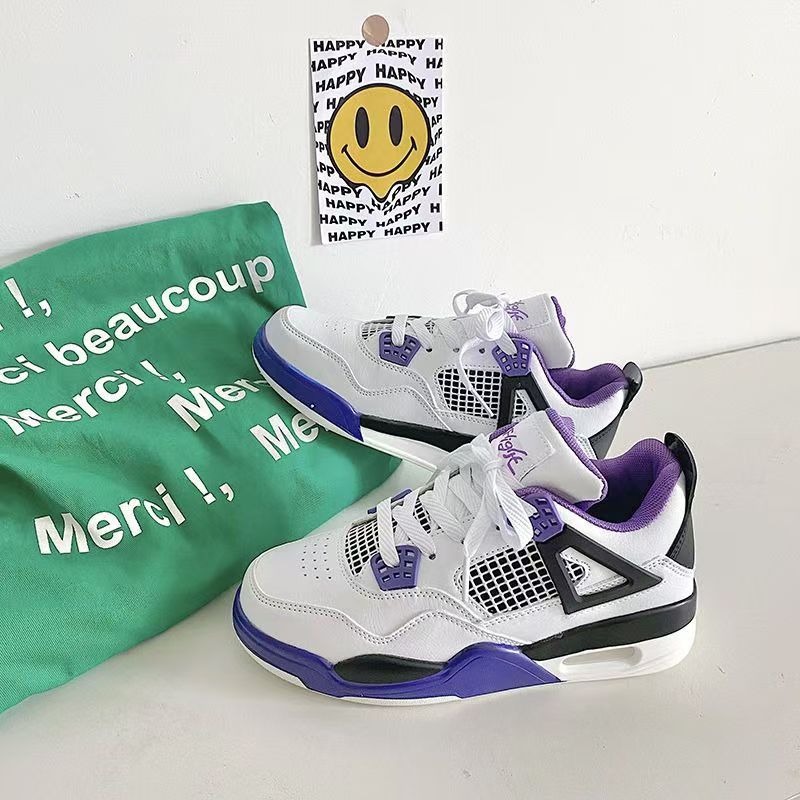 Chic Hong Kong Cojín de aire Zapatillas de baloncesto Hombres y mujeres Modelos de pareja Zapatos casuales de estudiante ligeros Madre eléctrica Huang Qiao 4 zapatos