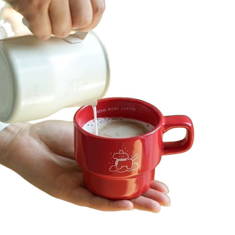 ins马克杯风高情侣颜值水杯牛奶可爱陶瓷咖啡杯小狗杯子叠叠卡通|undefined