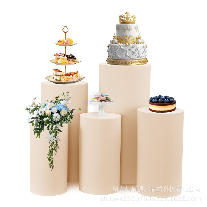 跨境弹力甜品台布套酒店婚礼铁艺甜品圆柱桶桌套蛋糕店装饰防尘罩|undefined