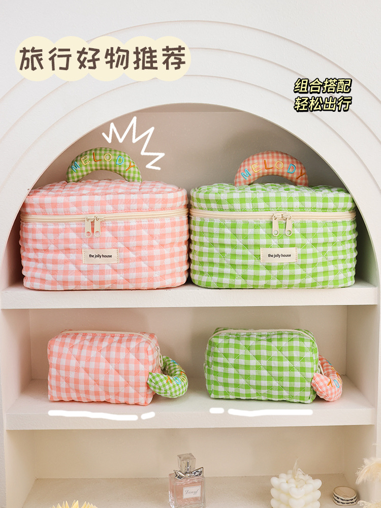 Macaron bolsa de cosméticos de color bolsa de lavado portátil de alta apariencia bolsa de almacenamiento de gran capacidad bolsa de almacenamiento de maquillaje lindo ins