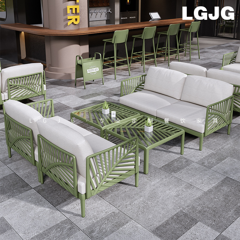 Cafe Outdoor Sofa Chair Milk Tea Shop Bar Bar Bed and Breakfast Western Restaurant Terrace Commercial Table and Chair Combination Cafe Outdoor Sofa Chair Milk Tea Shop Bar Bar Bed and Breakfast Western Restaurant Terrace Commercial Table and Chair Combination