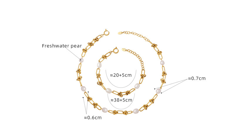 Elegant Geometric Titanium Steel Inlay Artificial Pearls Bracelets Necklace