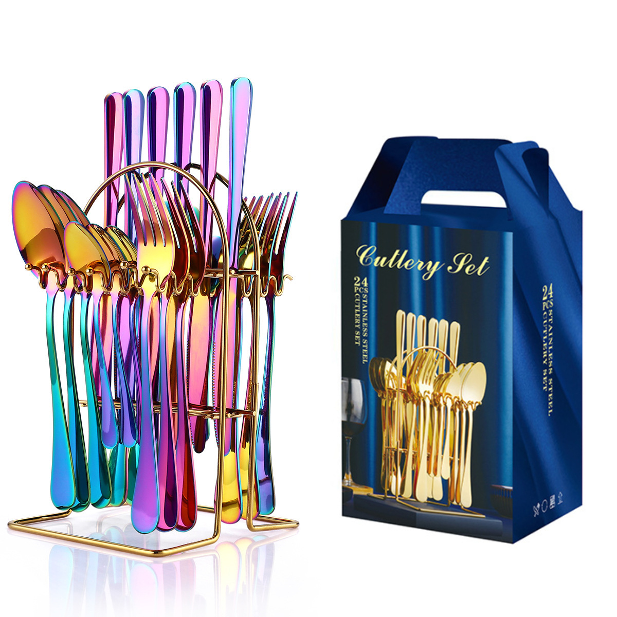 Caja de regalo transfronteriza 1010 vajilla de comida occidental Cuchillo, tenedor, cuchara, tenedor, vajilla de acero inoxidable, bistec, tenedor, tenedor, tenedor, cuchillo