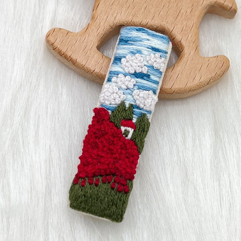 Lu bordado lindo gato perla coreano pinzas de pelo hechas a mano diy bordado creativo para chicas rotas flores pinzas de pelo lateral