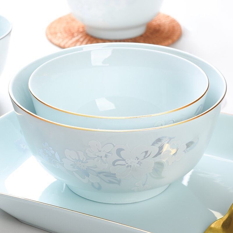 Ceramic Bowl with Floral Design for Home Use, 2025 New Model, Ancient Style Bowl, Chinese Style Rice Plate, Soup Bowl