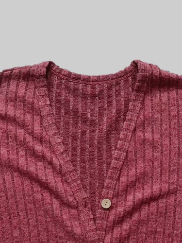 1pc Women's Casual V Neck Long Sleeve Cardigan Soft Cross-border