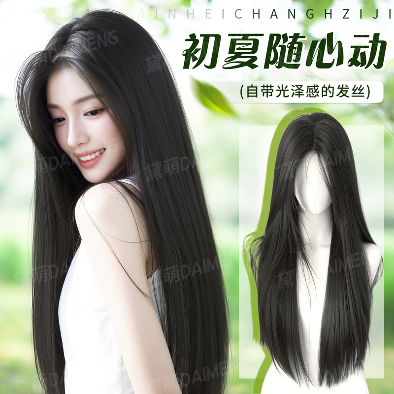 Full Head Wig for Women, Summer Trendy Style, Middle-Parted Long Straight Hair, Lightweight and Seamless, Makes the Face Look Smaller, Everyday Full Wig Full Head Wig for Women, Summer Trendy Style, Middle-Parted Long Straight Hair, Lightweight and Seamless, Makes the Face Look Smaller, Everyday Full Wig