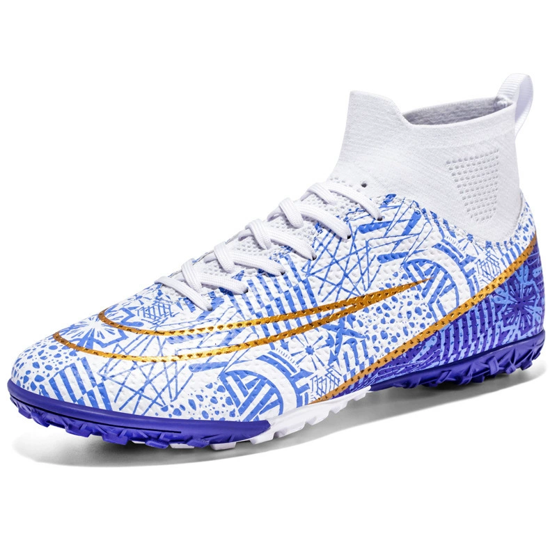 Трансграничные высокие футбольные туфли для мужчин и женщин soccer shoes профессиональные кроссовки с длинными шипами колотые футбольные тренировочные туфли